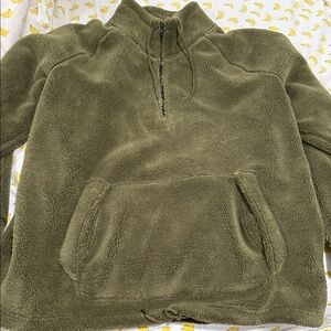 AMERICAN EAGLE OLIVE GREEN 3/4 ZIP TEDDY FLEECE MEN’S XL NWT!!